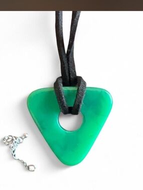 Green Triangle Resin Pendant Necklace - Women's Jewelry